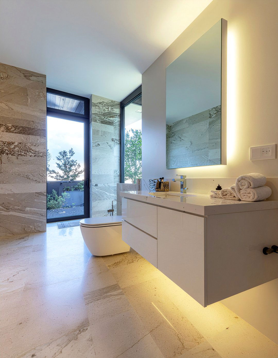 Modern limestone master bath - 30 limestone tile bathroom ideas