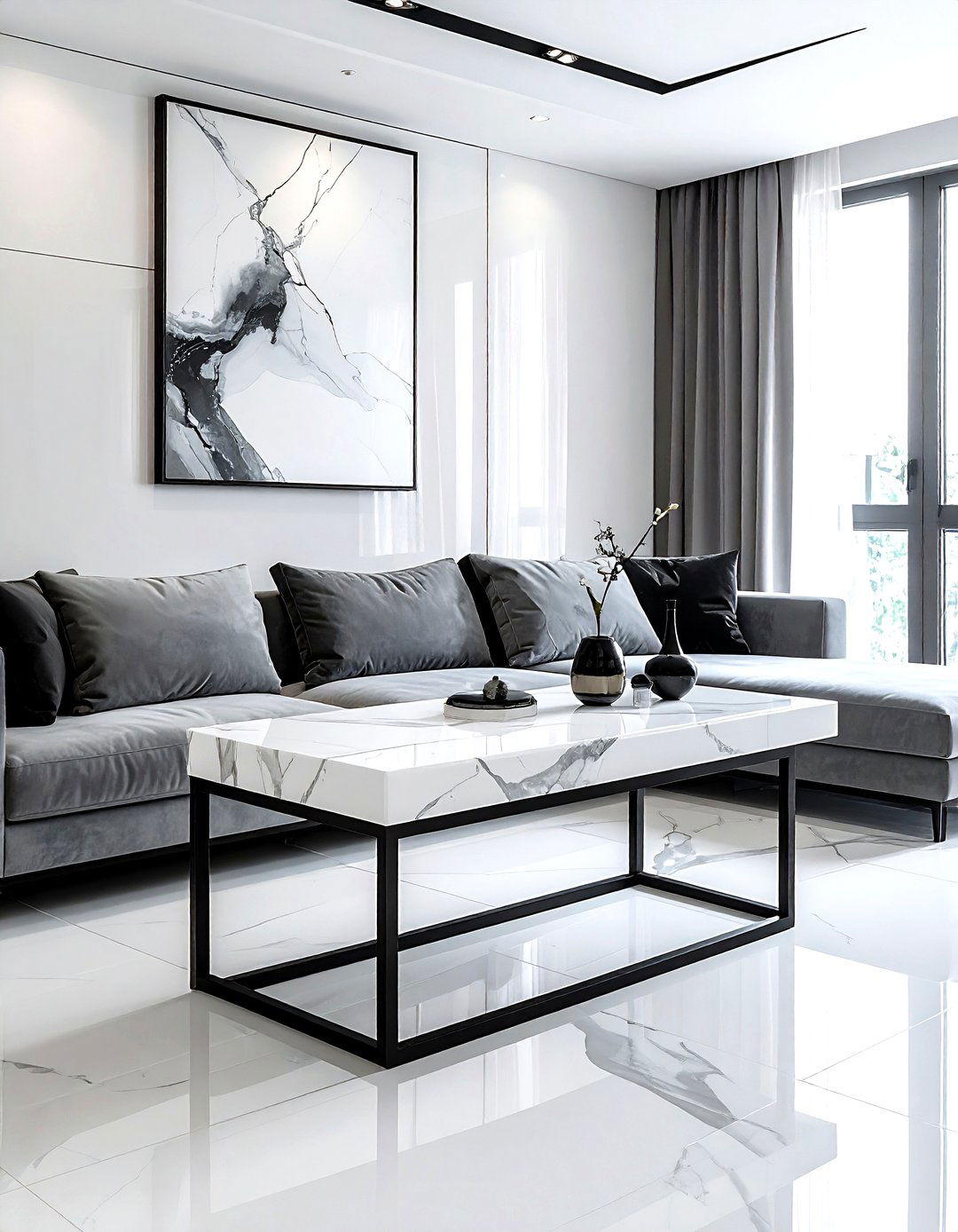 Modern marble console table - 30 living room sofa table ideas