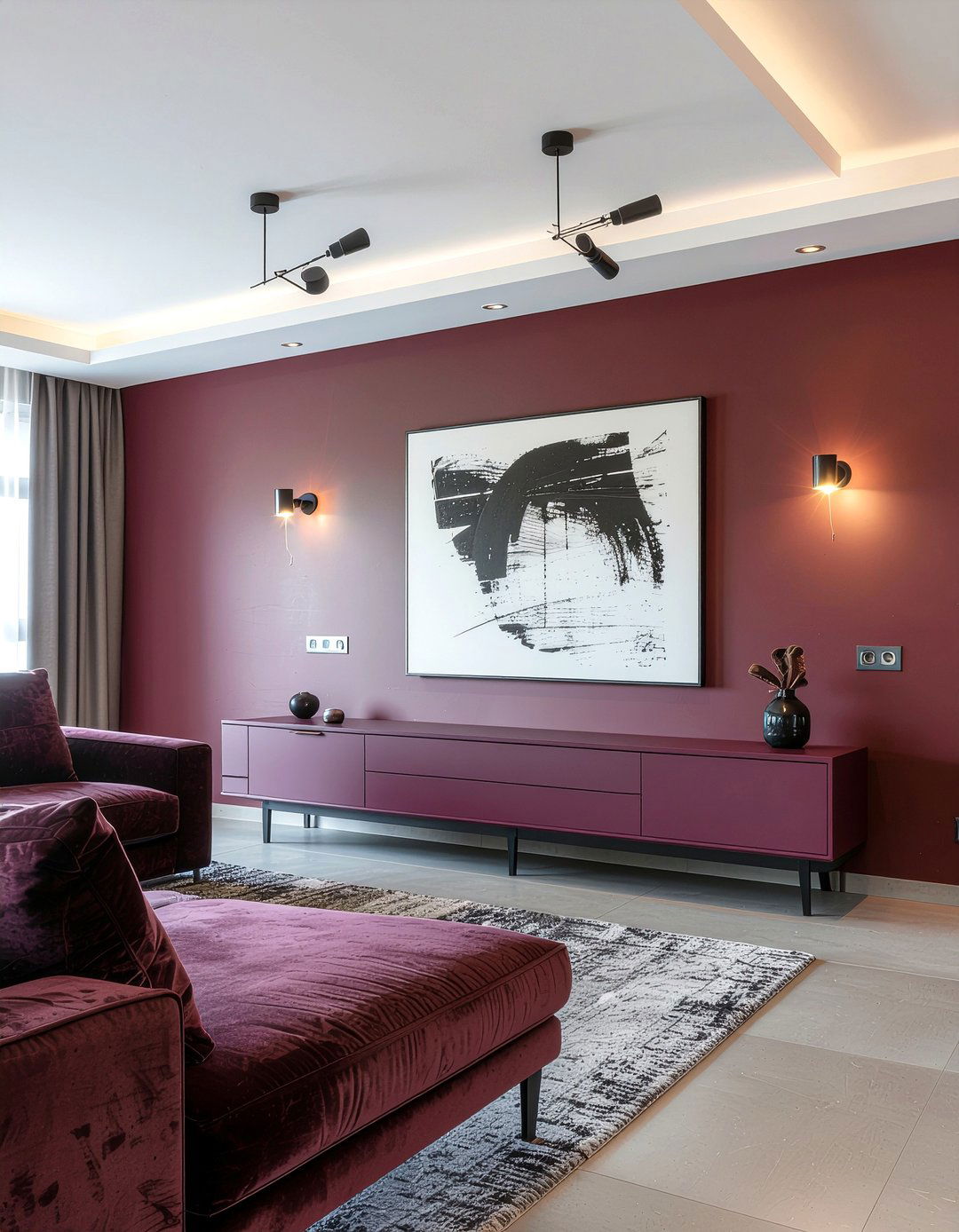 Modern maroon living room - 30 maroon living room ideas