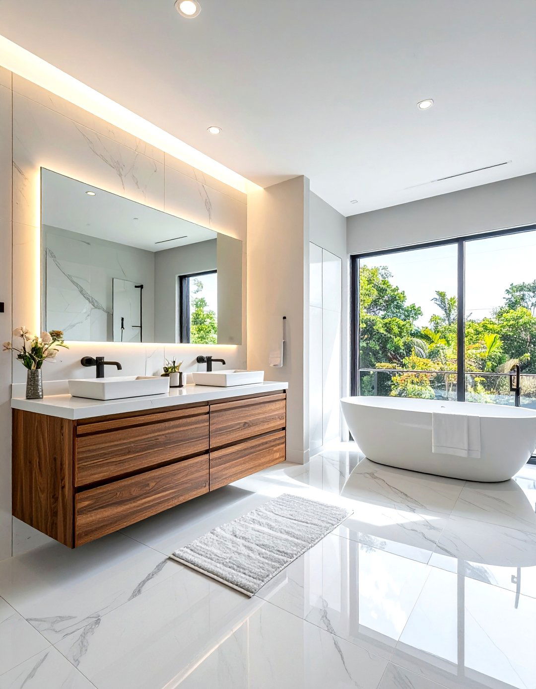 Modern master bathroom - 30 bathroom renovation before and after