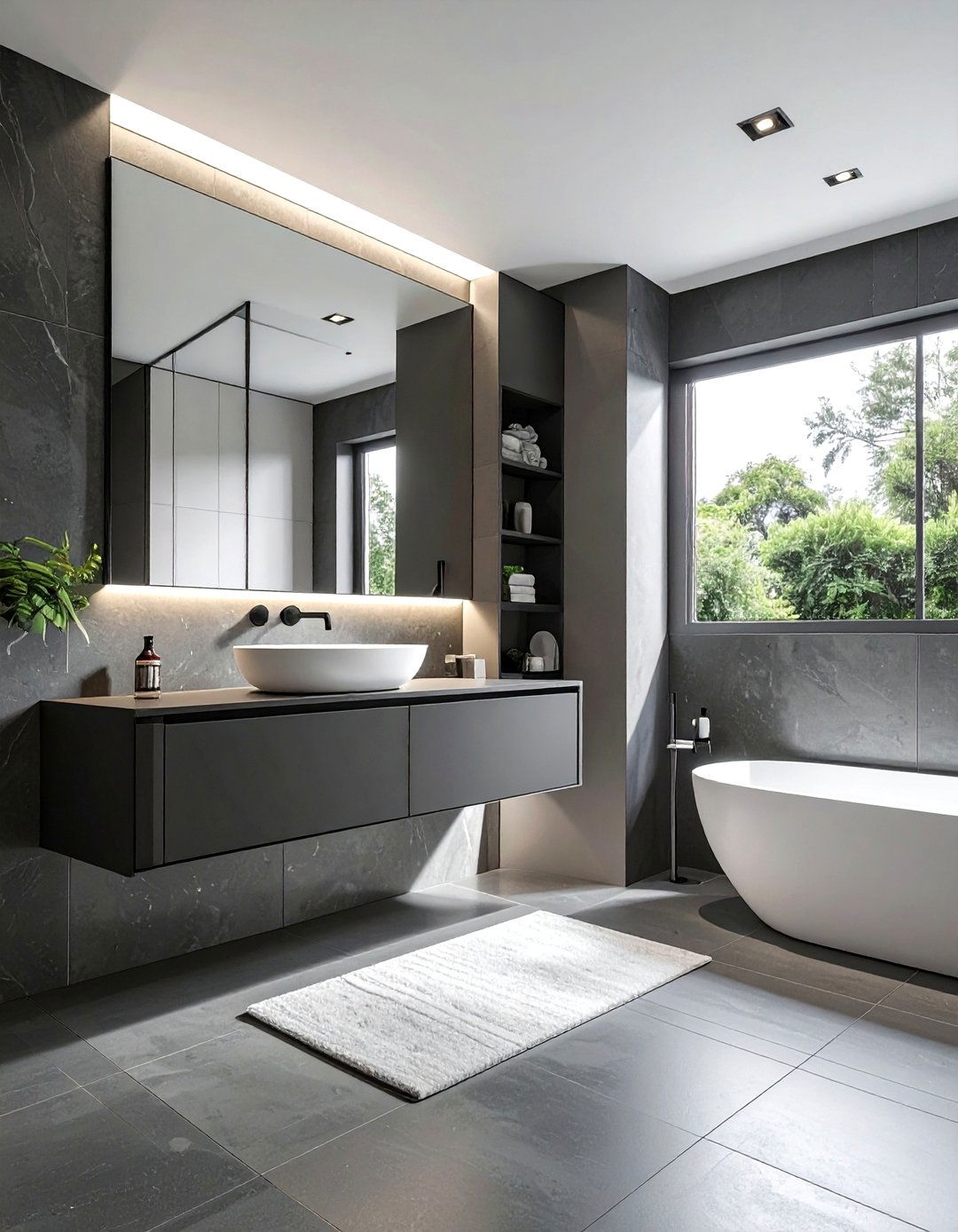 Modern minimalist charcoal bathroom - 30 charcoal and white bathroom ideas