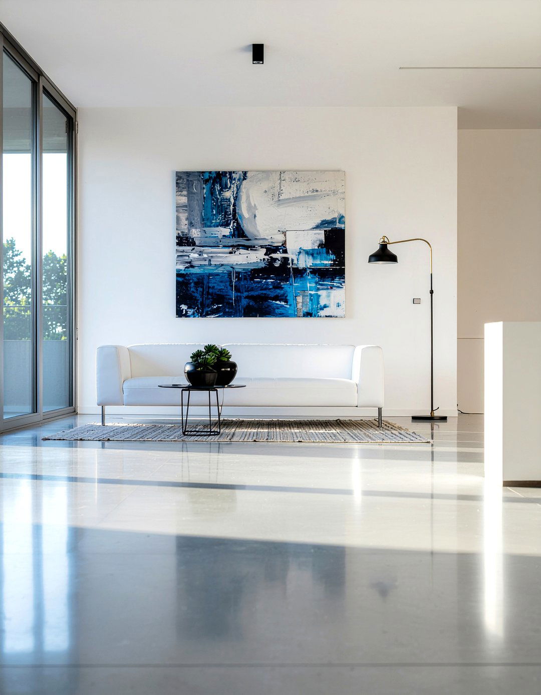 Modern minimalist concrete flooring - 30 polished concrete living room ideas