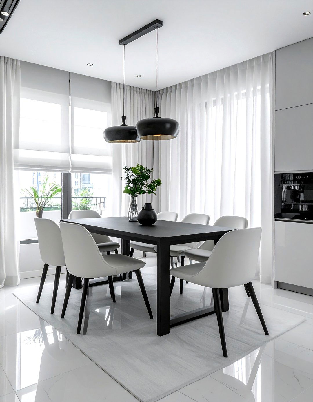 Modern minimalist dining drapes - 30 floor length curtain dining room ideas