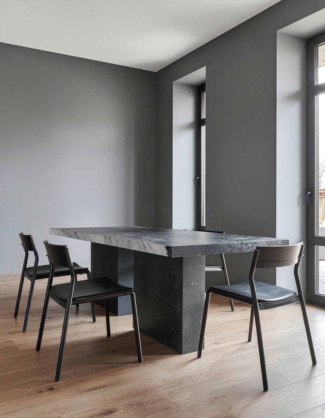 Modern minimalist gray dining - 30 dark gray dining room ideas