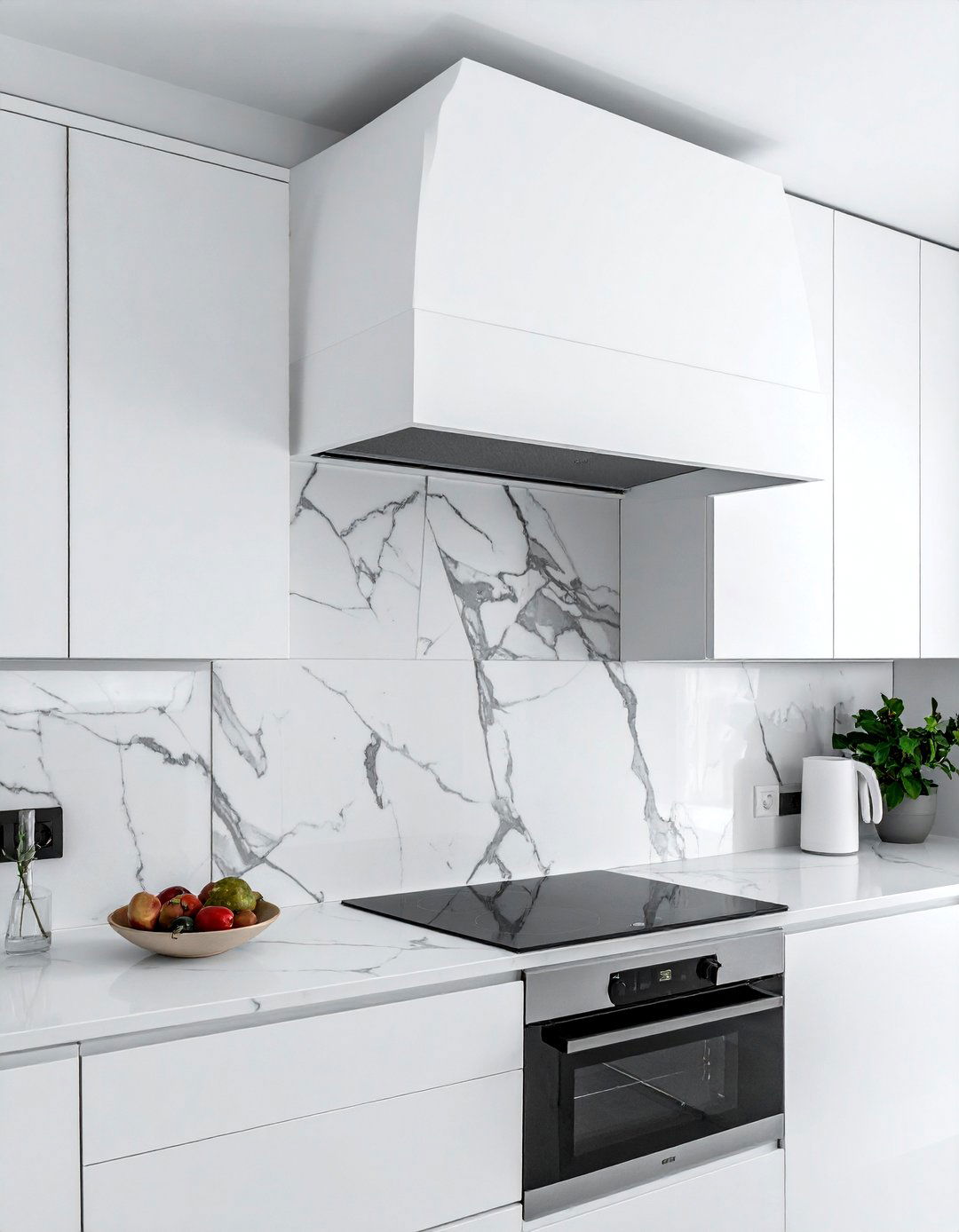 Modern minimalist kitchen hood - 30 white hood kitchen ideas