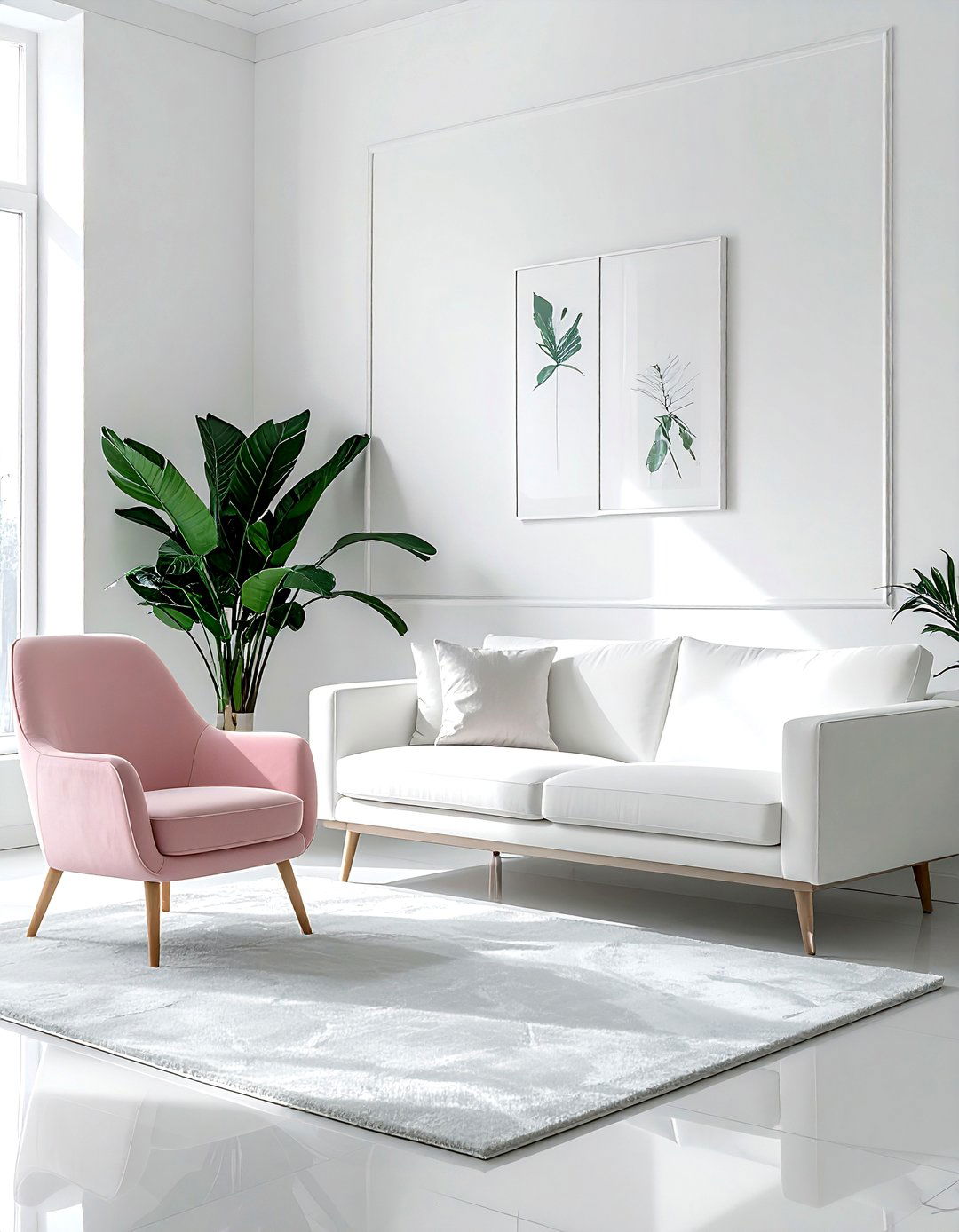Modern minimalist living room - 30 blush and white living room ideas