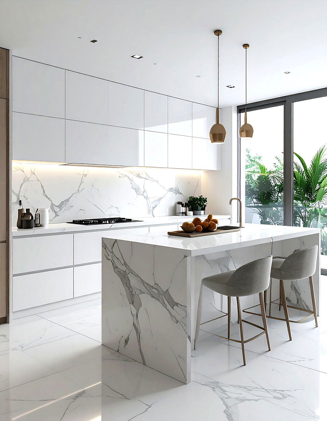Modern minimalist marble kitchen - 30 marble backsplash kitchen ideas
