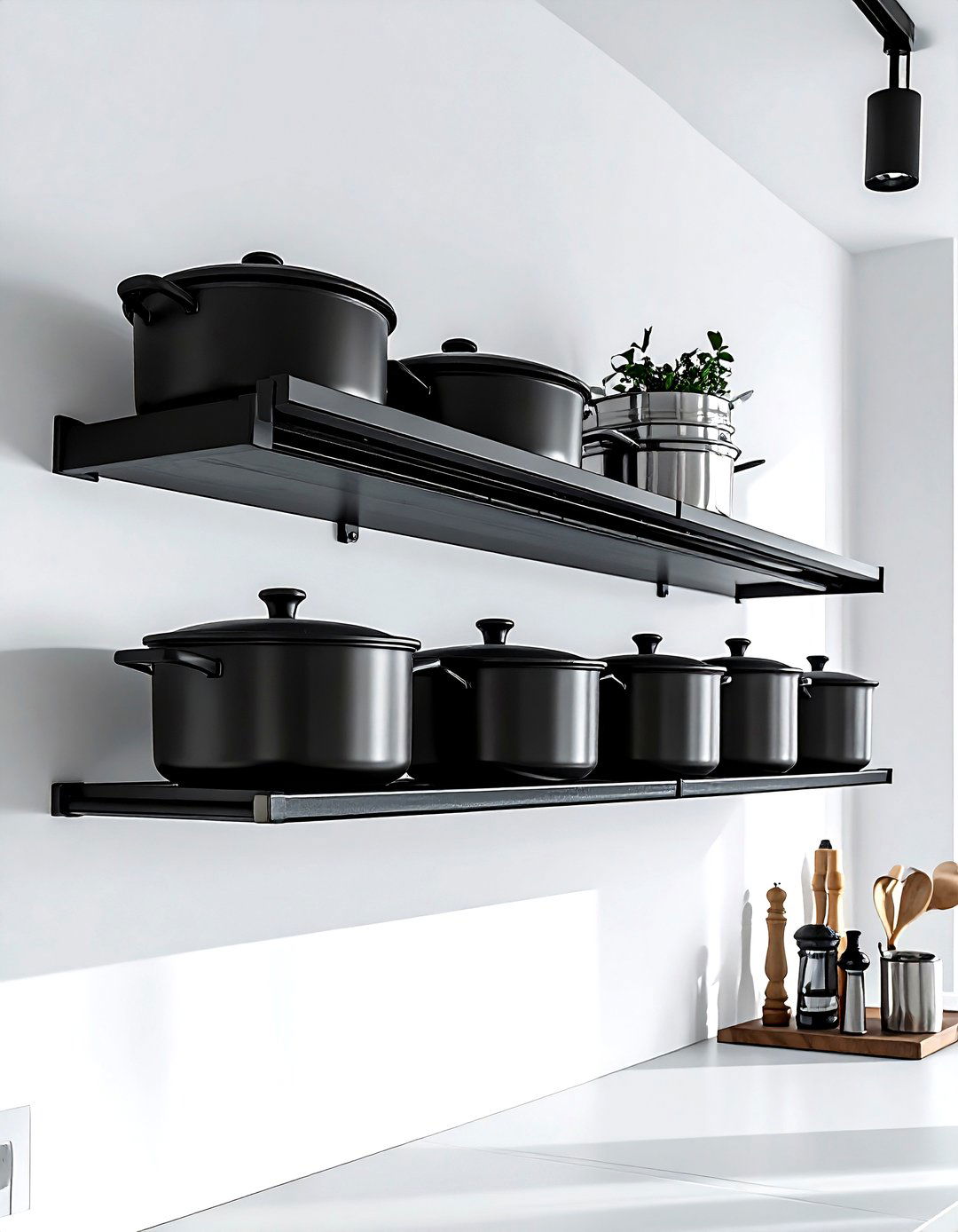 Modern minimalist pot rack - 30 kitchen pot rack ideas