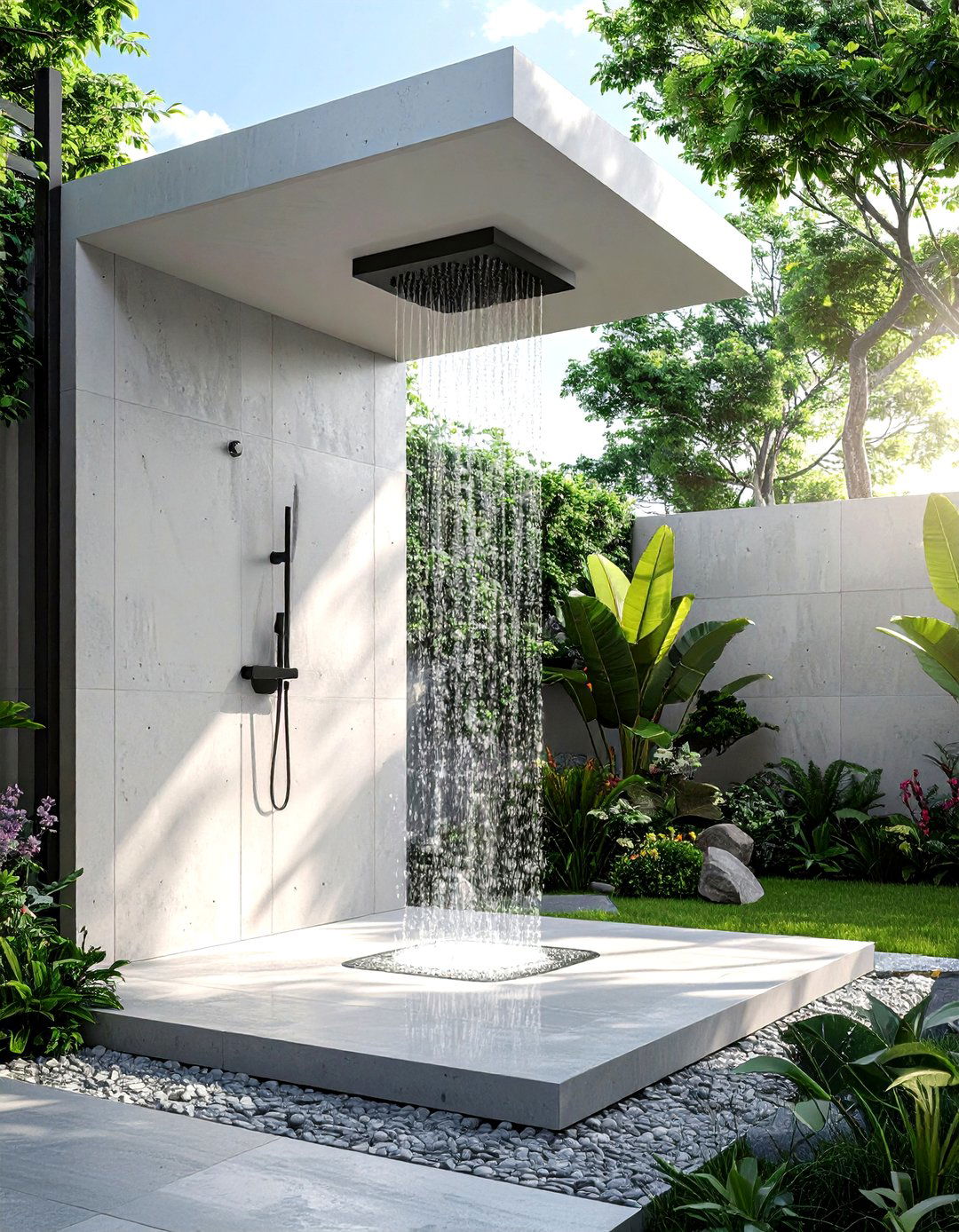Modern minimalist shower - 30 outdoor bathroom ideas