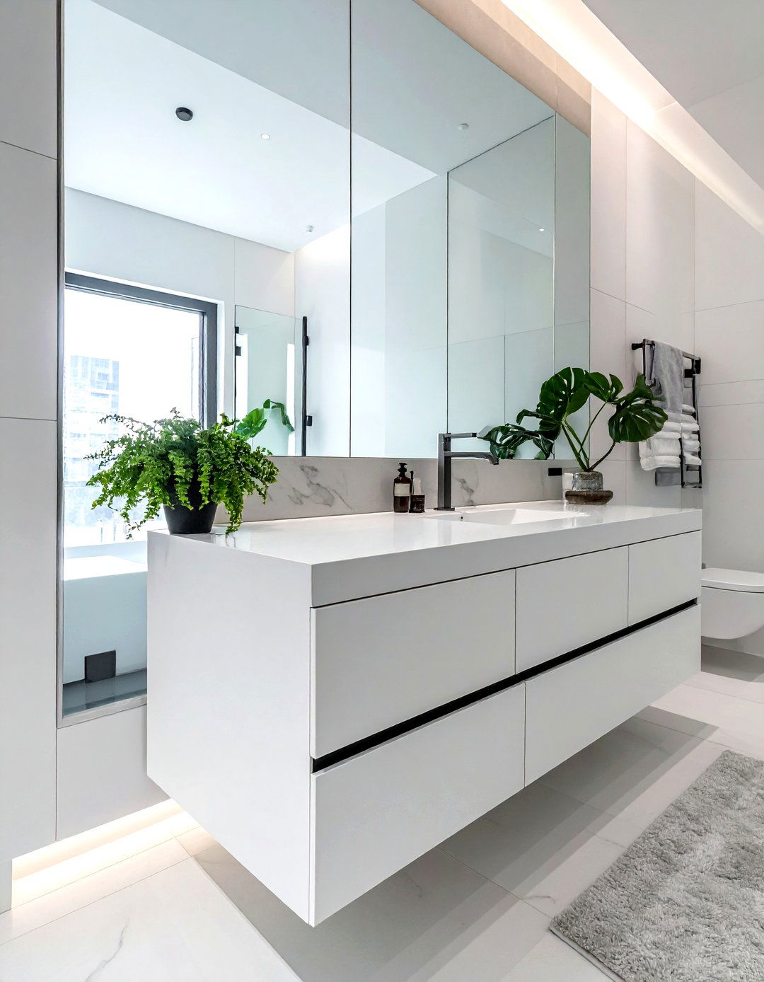 Modern minimalist solid surface vanity - 30 solid surface bathroom countertop ideas