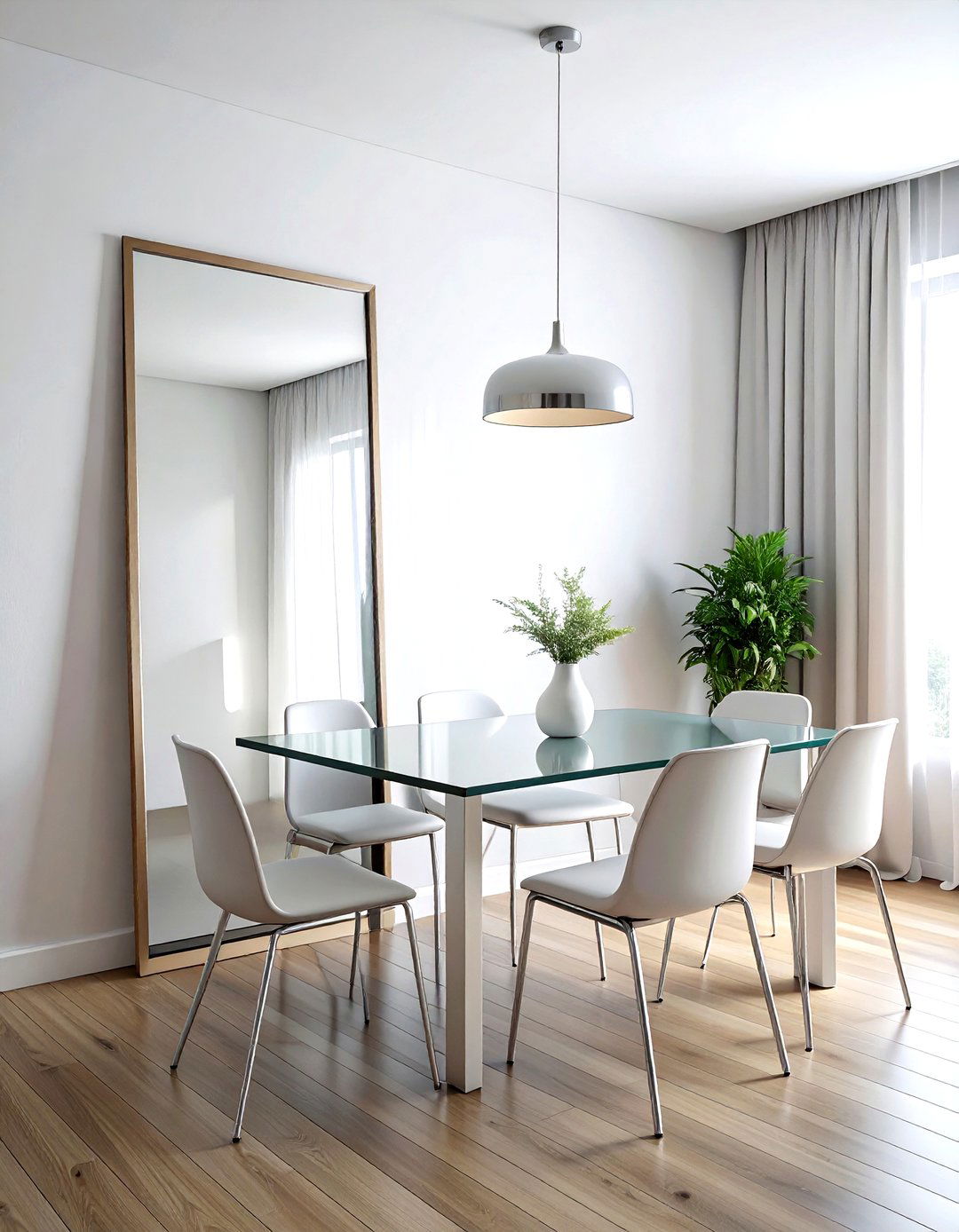 Modern minimalist thin frame mirror - 30 leaning mirror dining room ideas