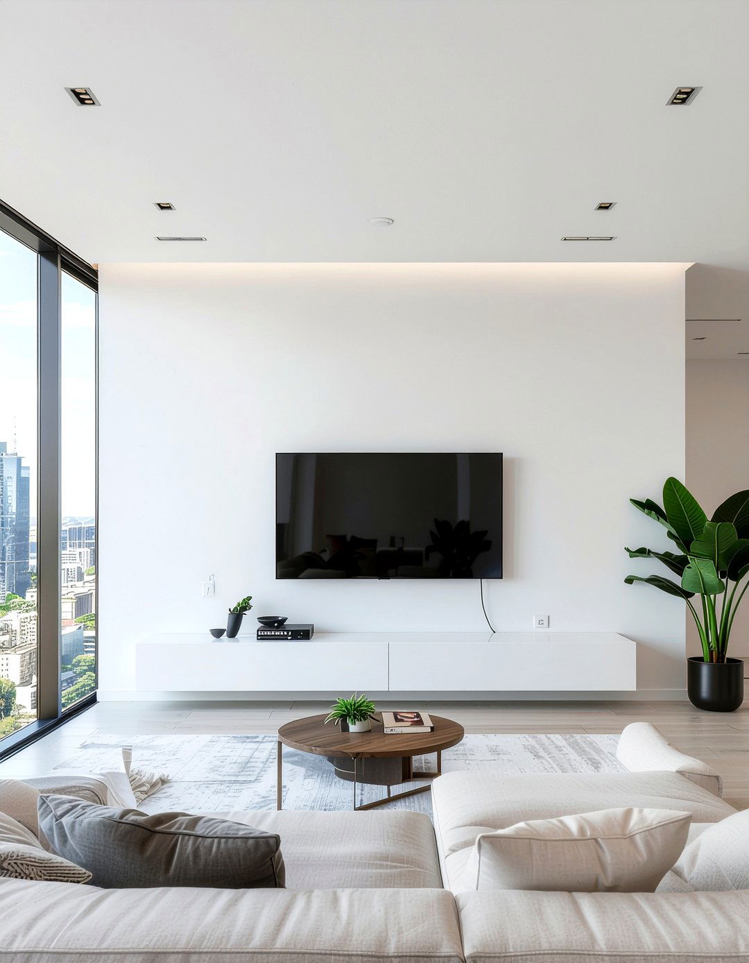 Modern minimalist tv wall - 30 living room wall mounted tv ideas