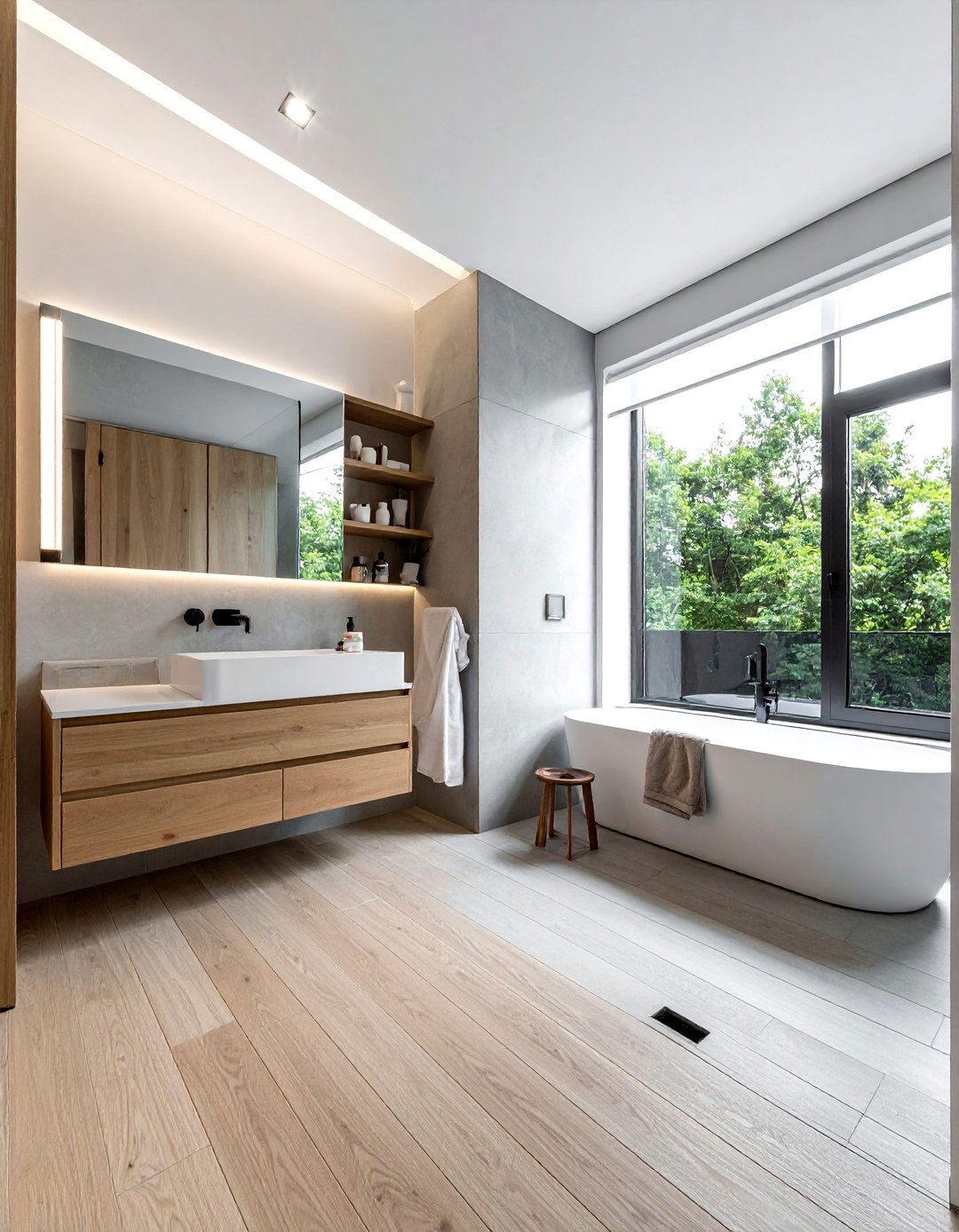 Modern minimalist wood - 30 bathroom wood floor ideas