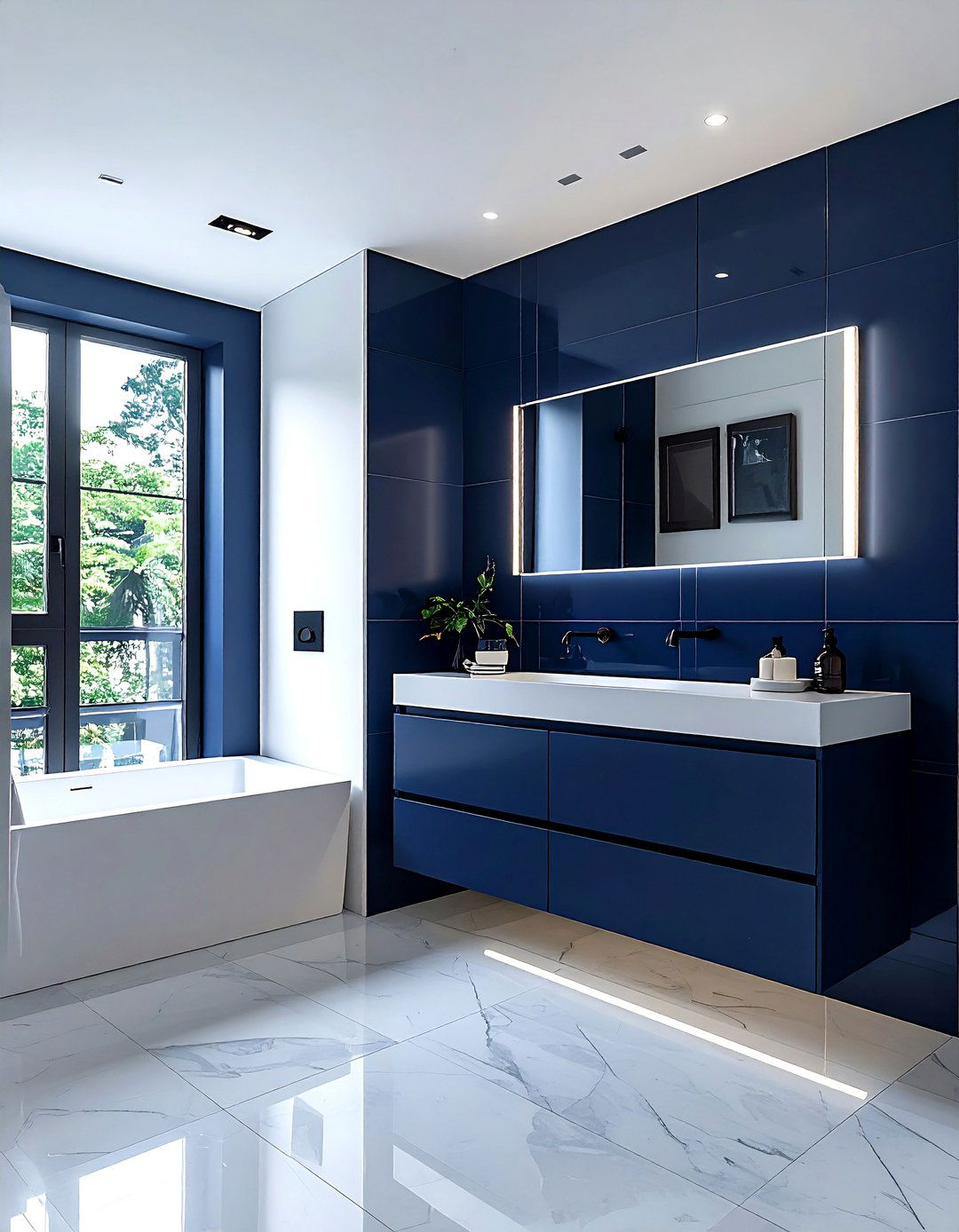 Modern navy bathroom - 30 blue bathroom design ideas