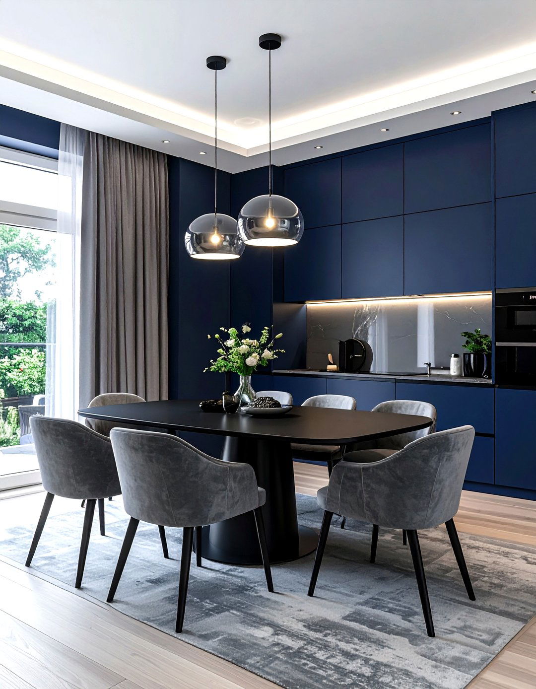 Modern navy dining - 30 navy dining room decor ideas