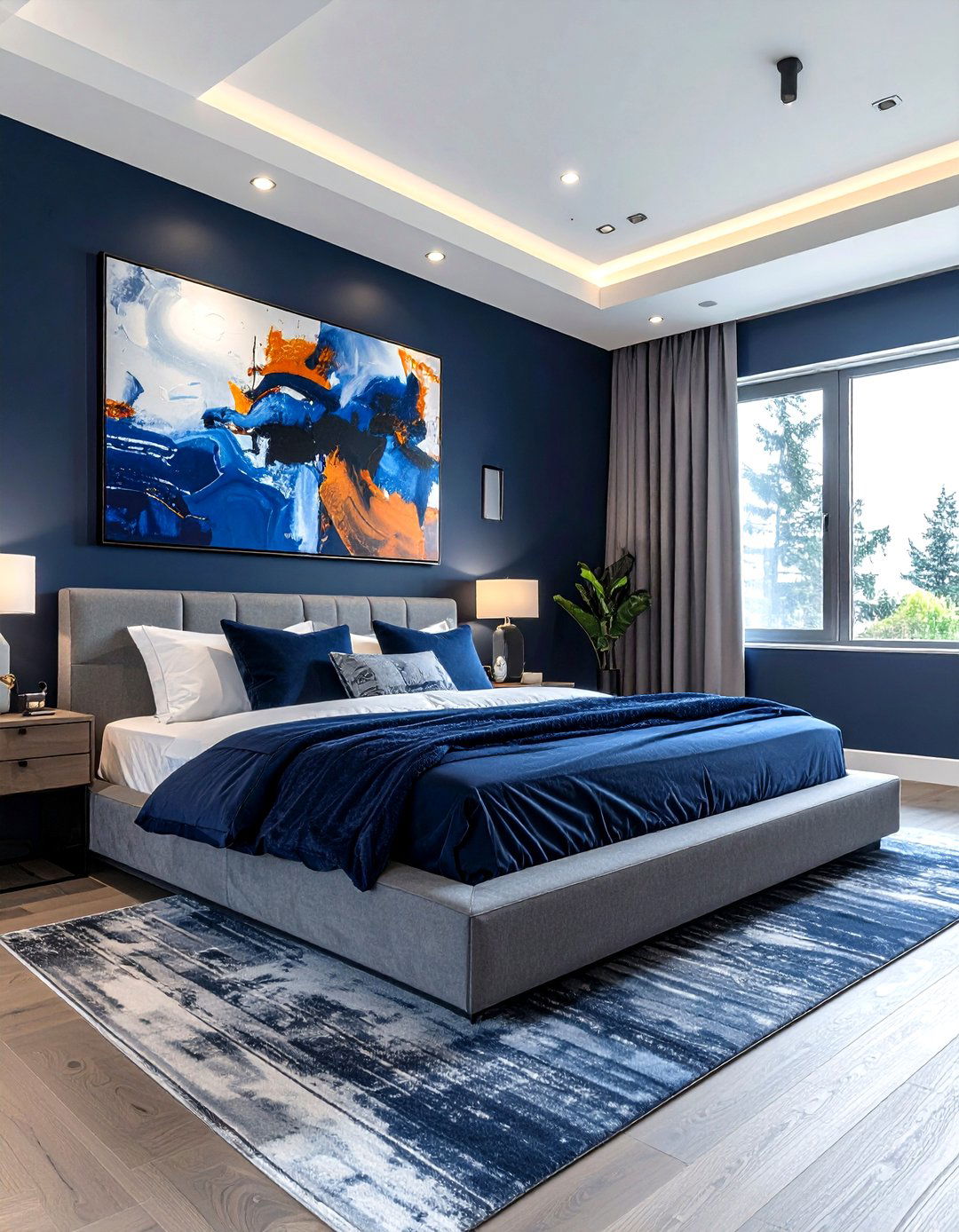 Modern navy master bedroom - 30 dark navy bedroom ideas