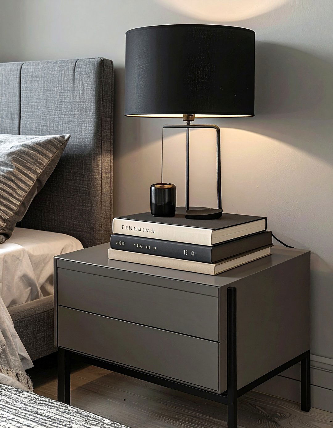 Modern nightstand with books - 30 nightstand vignette ideas