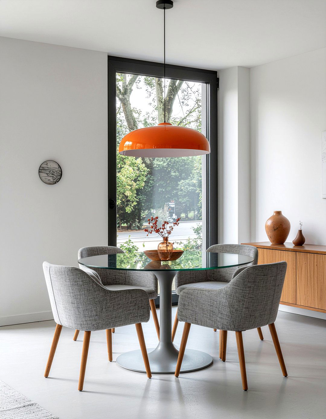 Modern orange pendant light - 30 orange dining room ideas