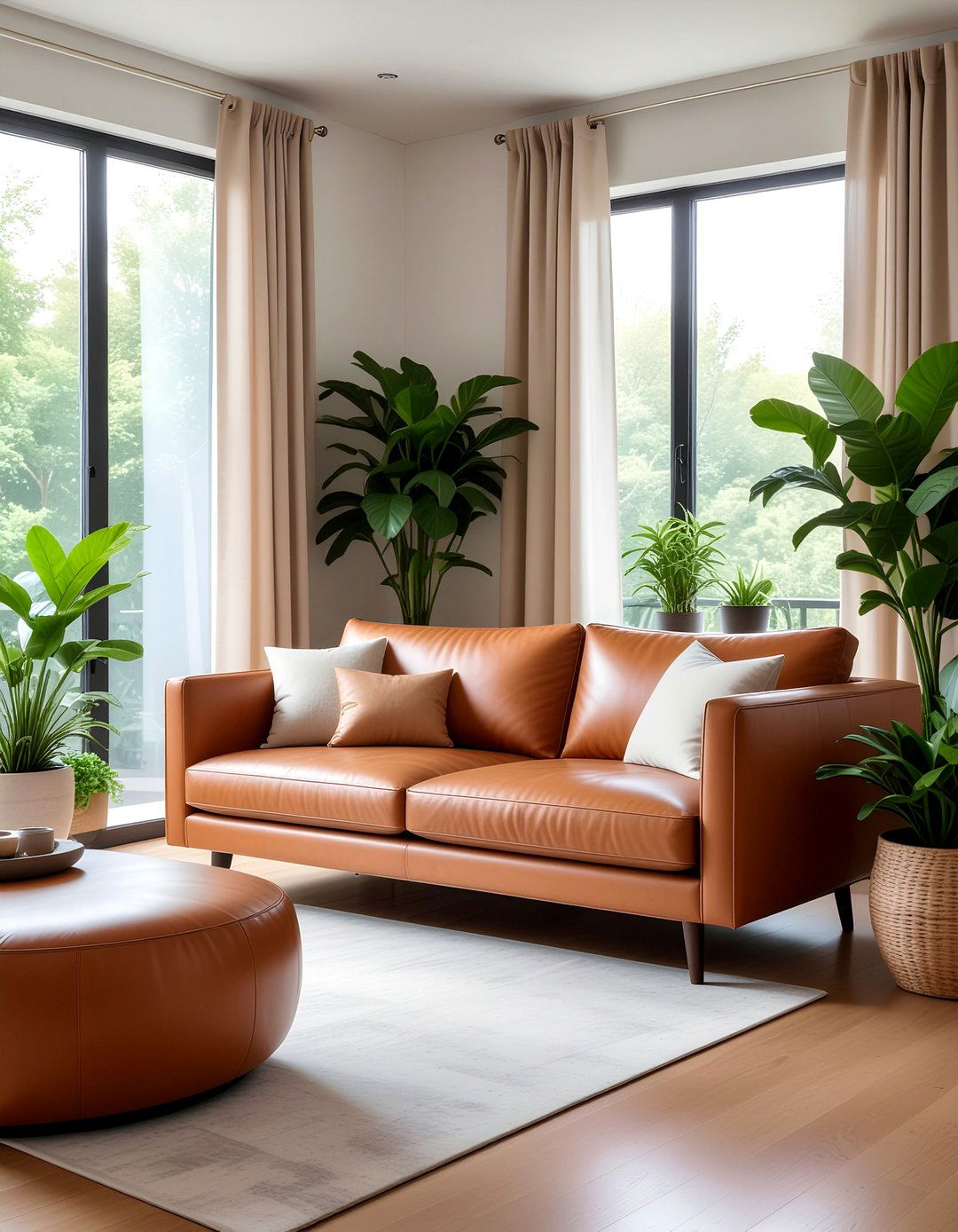 Modern organic leather sofa - 30 leather sofa living room ideas