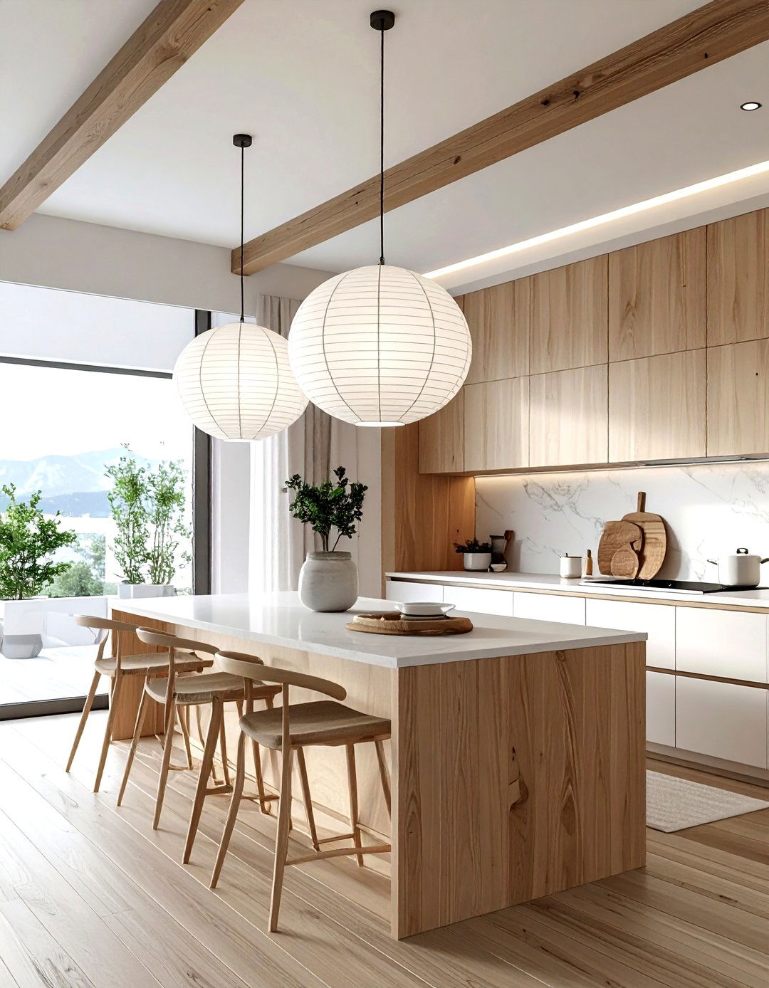 Modern paper lantern pendant - 30 kitchen island pendant ideas