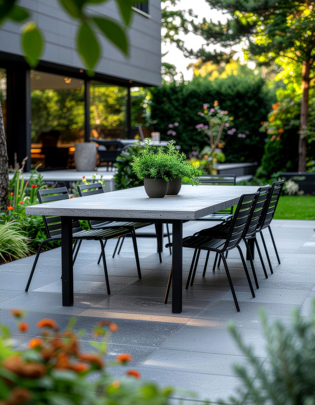 Modern paved terrace dining - 30 garden dining ideas