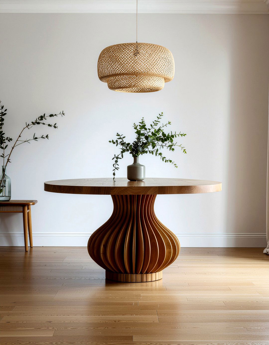 Modern pedestal oak table - 30 oak dining table ideas