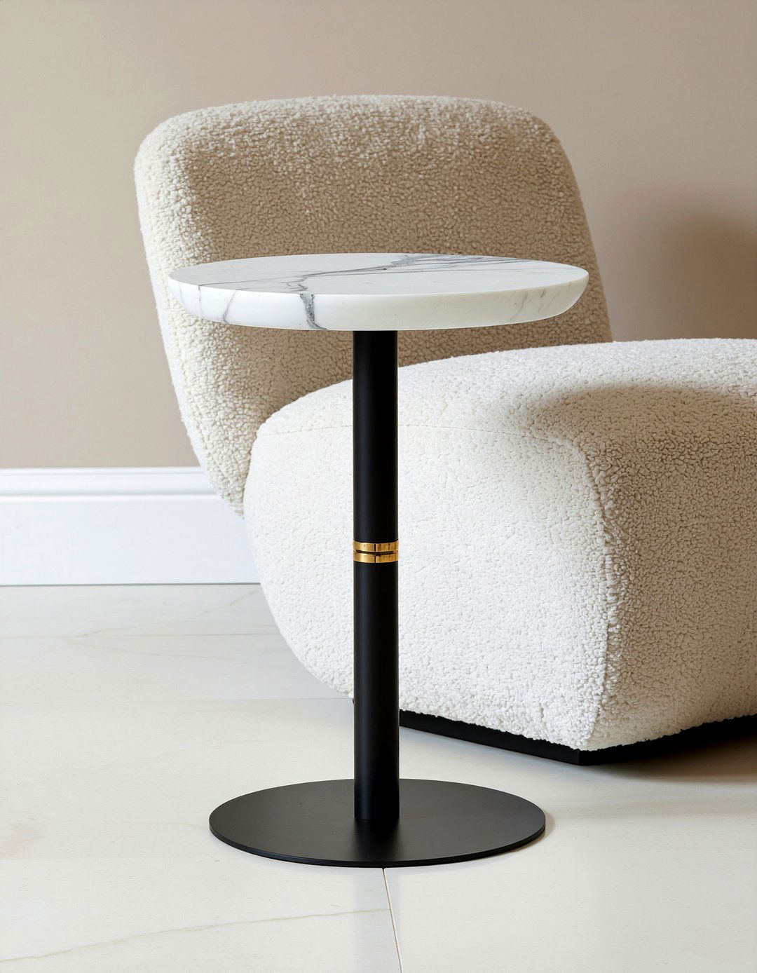 Modern pedestal side table - 30 cashmere living room ideas