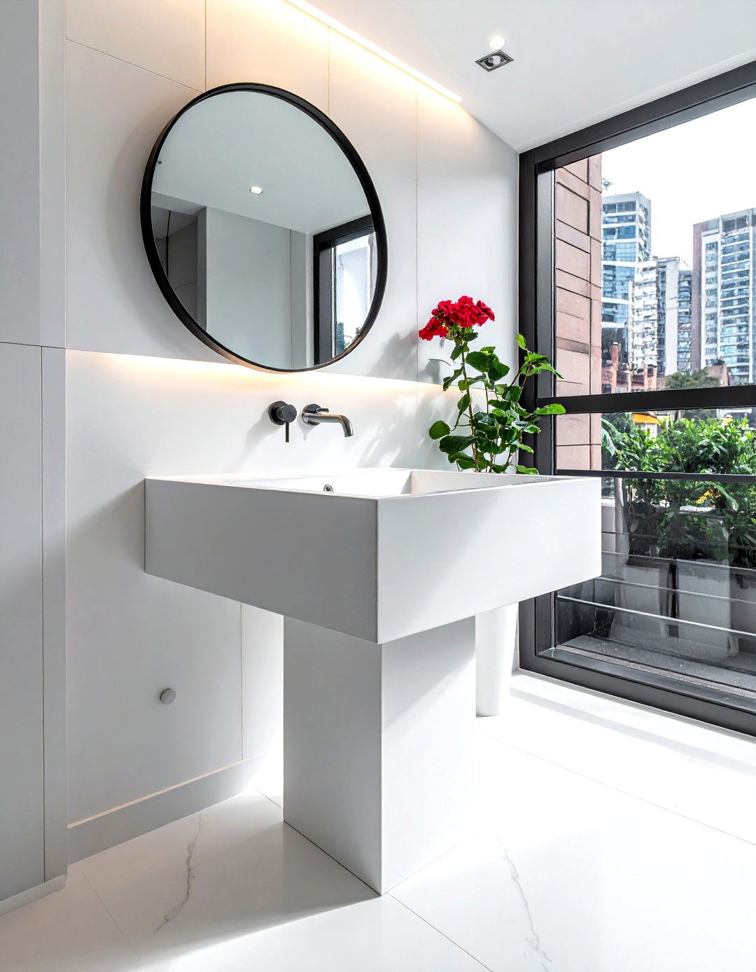 Modern pedestal sink - 30 small powder room ideas