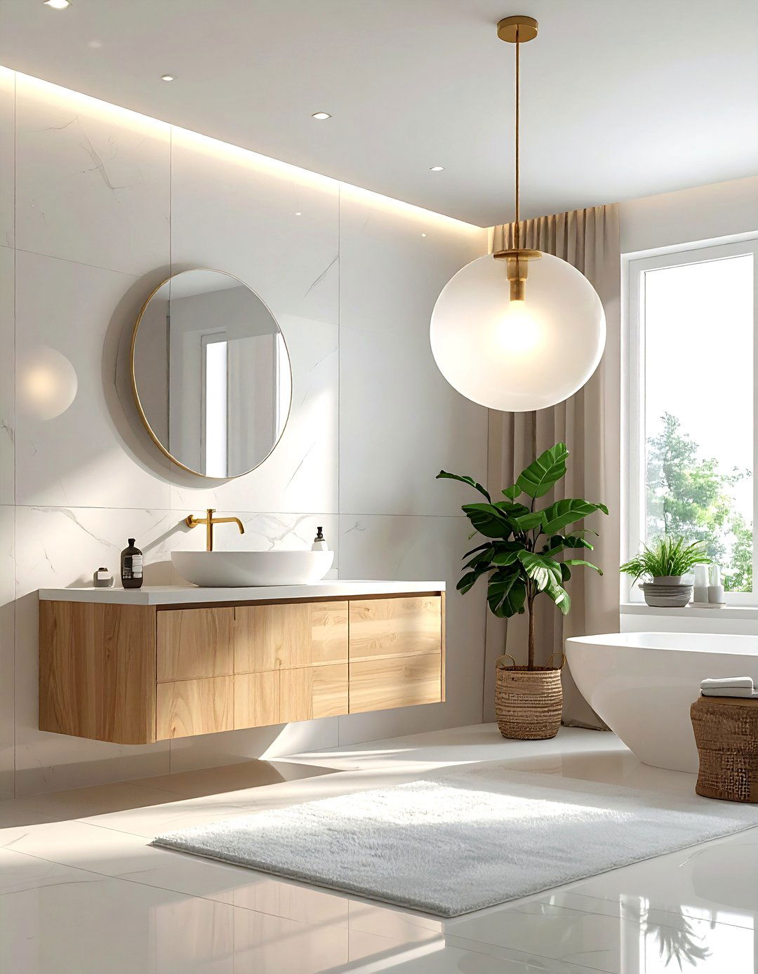 Modern pendant light - 30 Nordic bathroom ideas