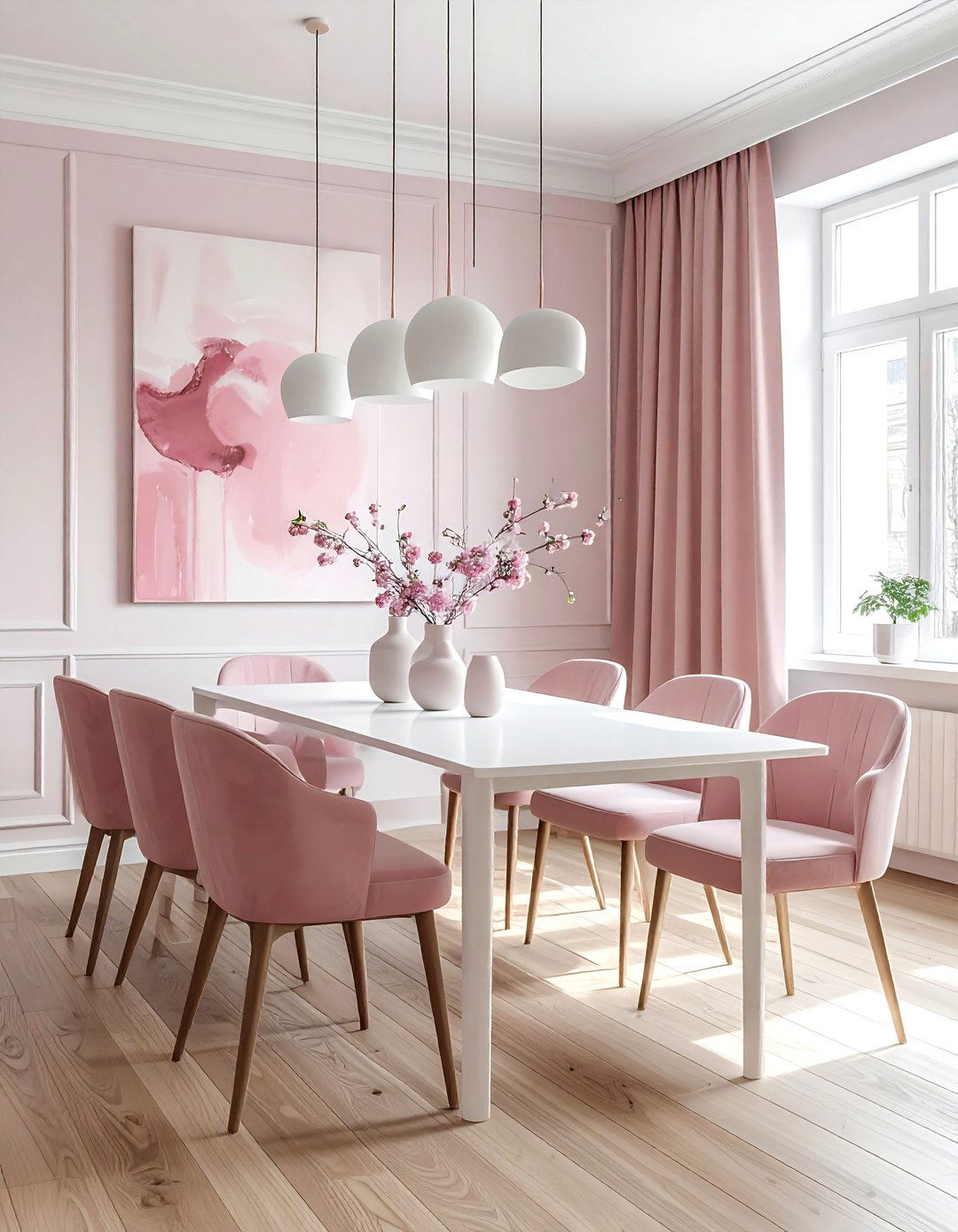 Modern pink dining room - 30 pink and white dining room ideas