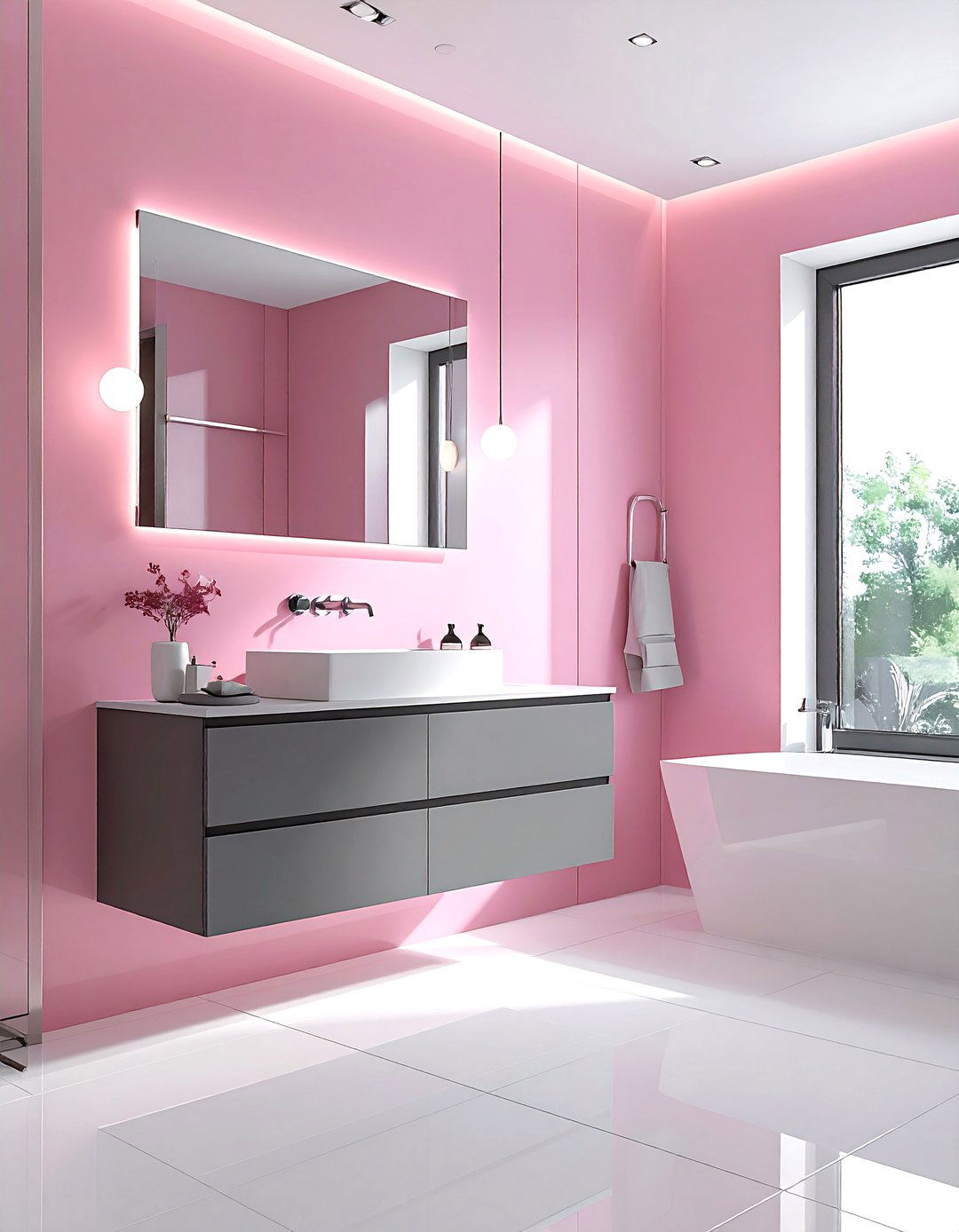 Modern pink gray - 30 pink and gray bathroom ideas