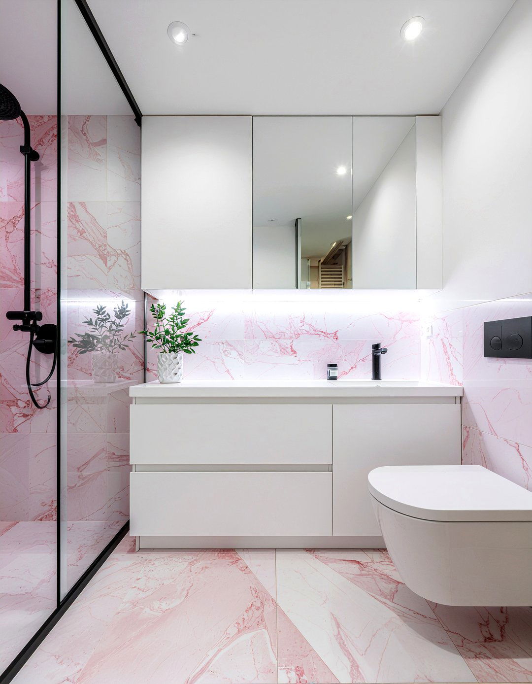 Modern pink marble bathroom - 30 pink marble bathroom ideas