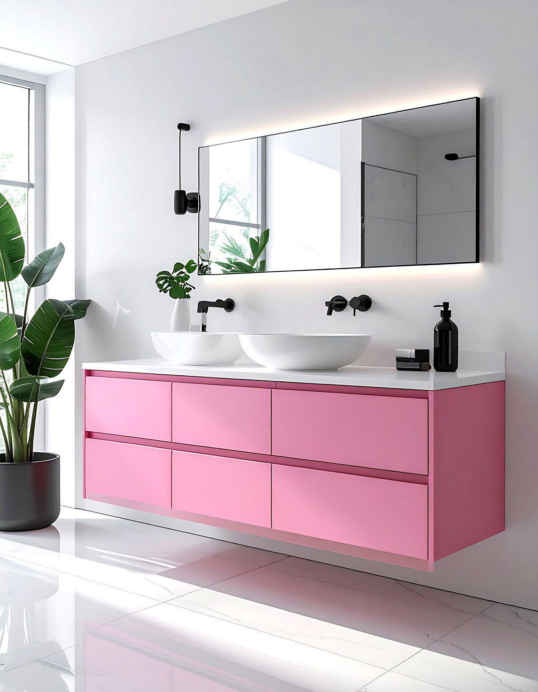 Modern pink vanity - 30 pink and white bathroom ideas