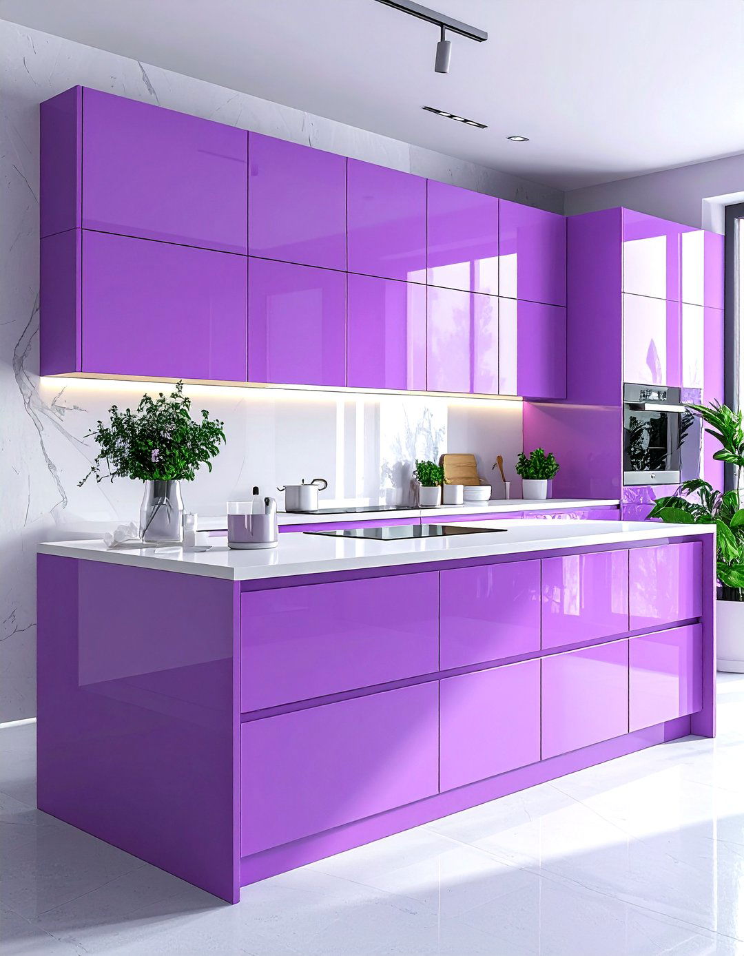 Modern purple kitchen - 30 purple and white kitchen ideas