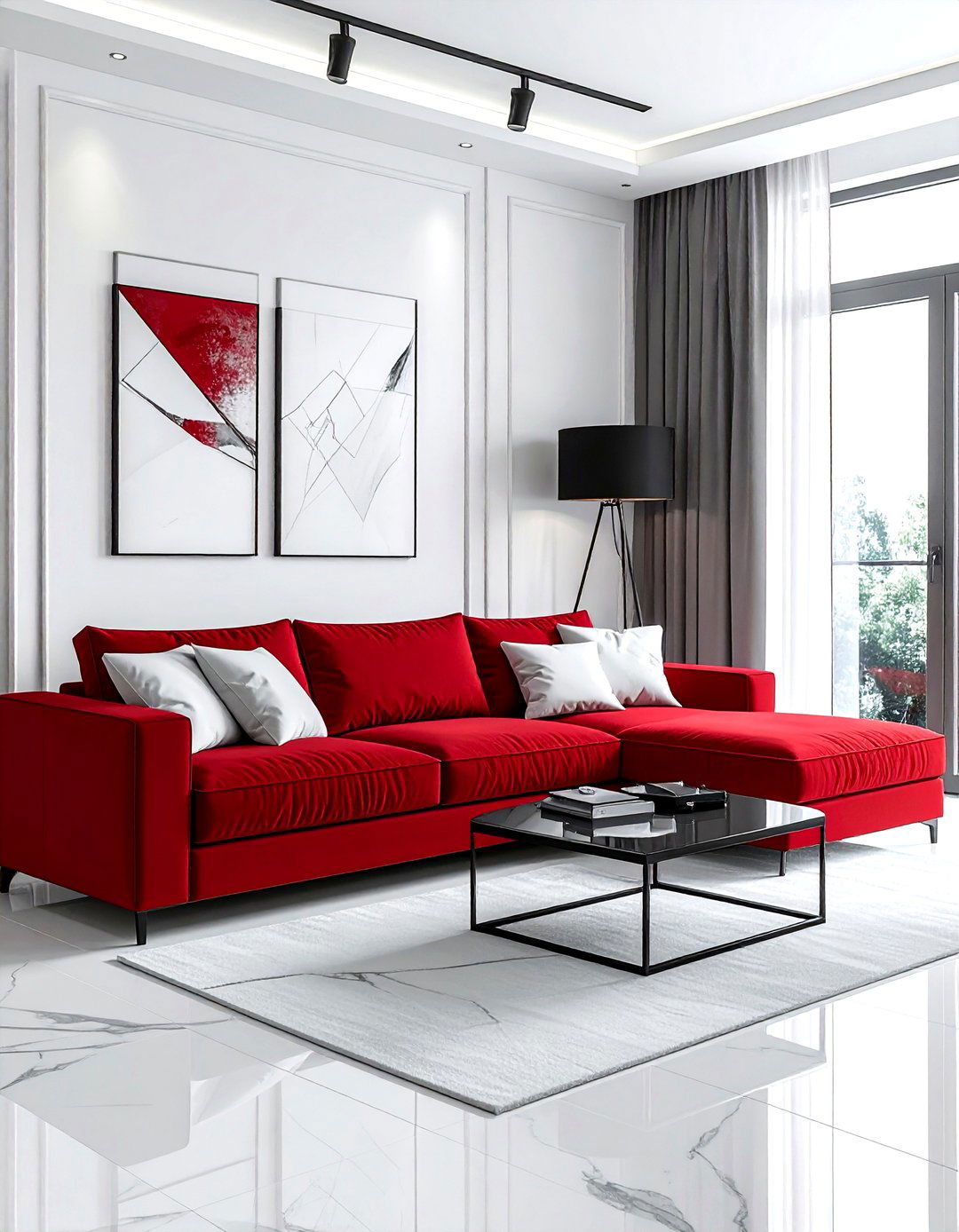 Modern red and white living room - 30 red and white living room ideas