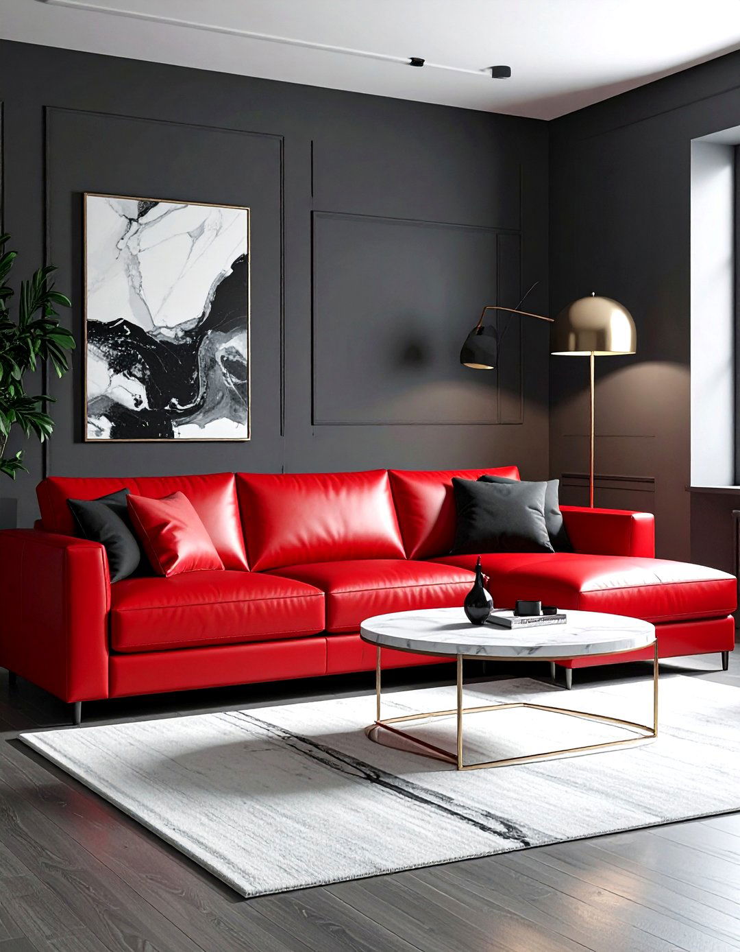 Modern red sofa - 30 red living room ideas