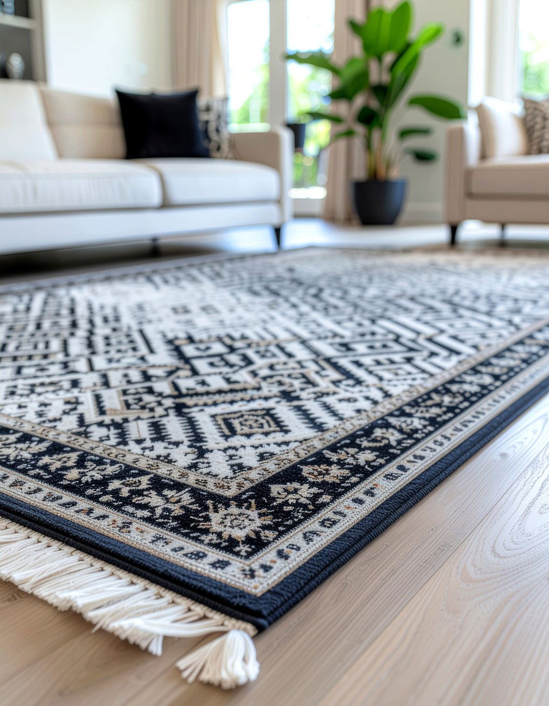 Modern rug on traditional rug - 30 living room rug layering ideas