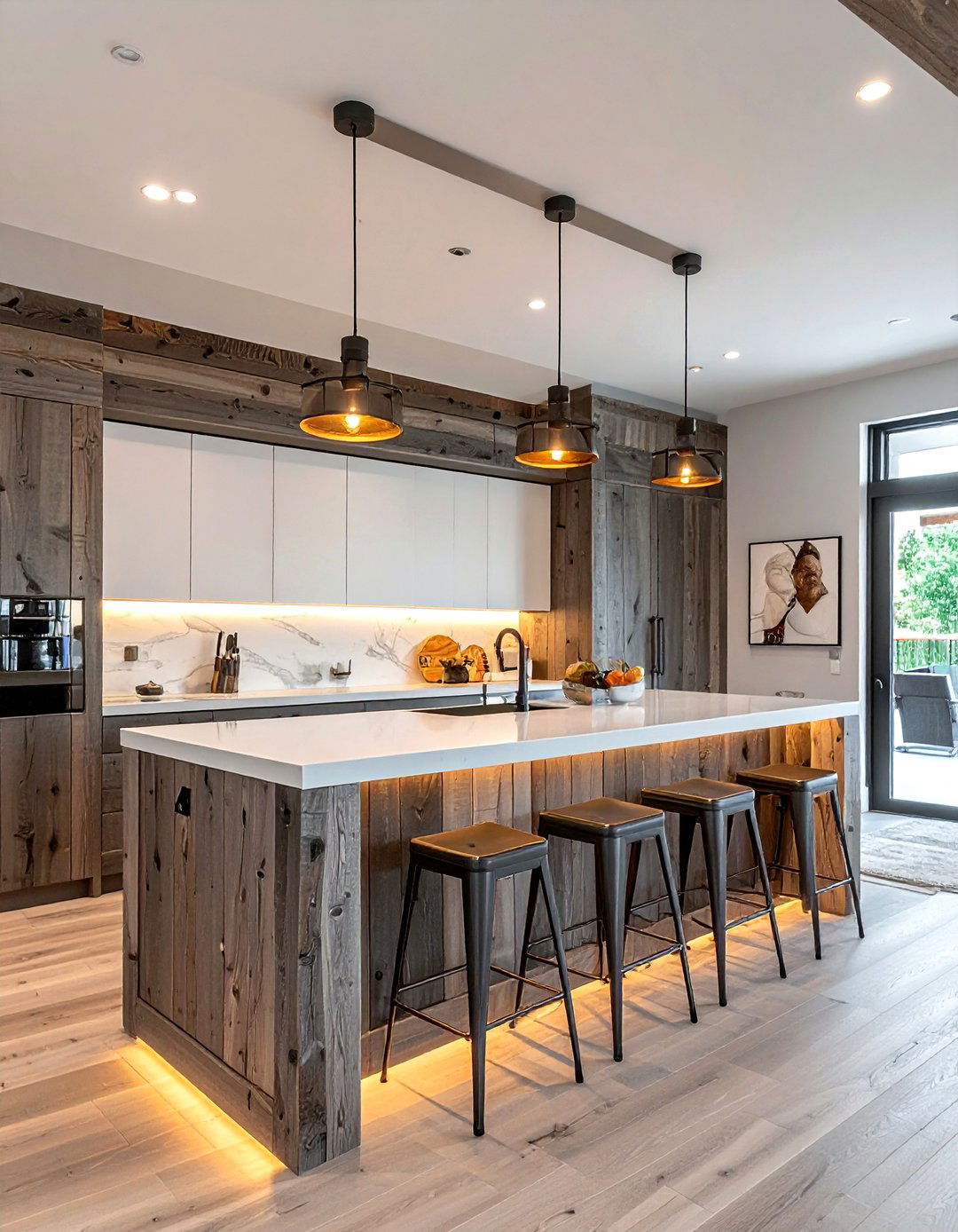 Modern rustic basement with barn wood bar - 30 rustic home decor ideas