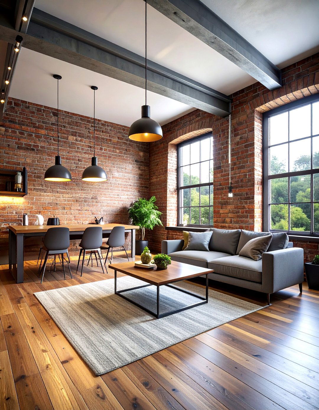 Modern rustic loft with industrial lighting - 30 rustic home decor ideas