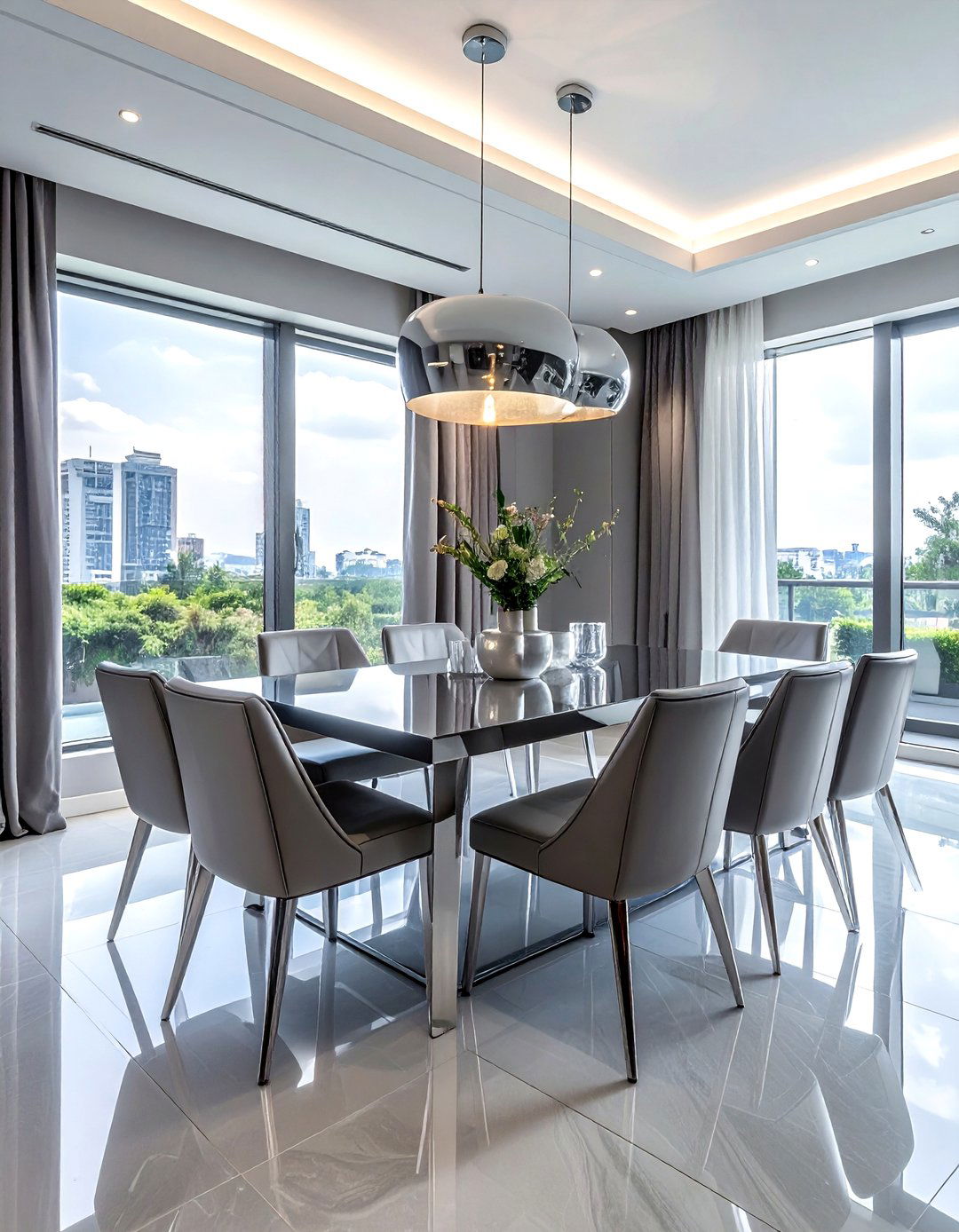 Modern silver dining room - 30 silver accent dining room ideas