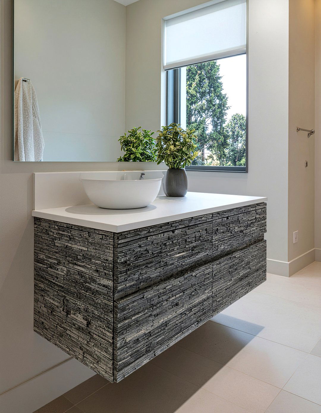 Modern slate bathroom vanity - 30 slate tile bathroom ideas