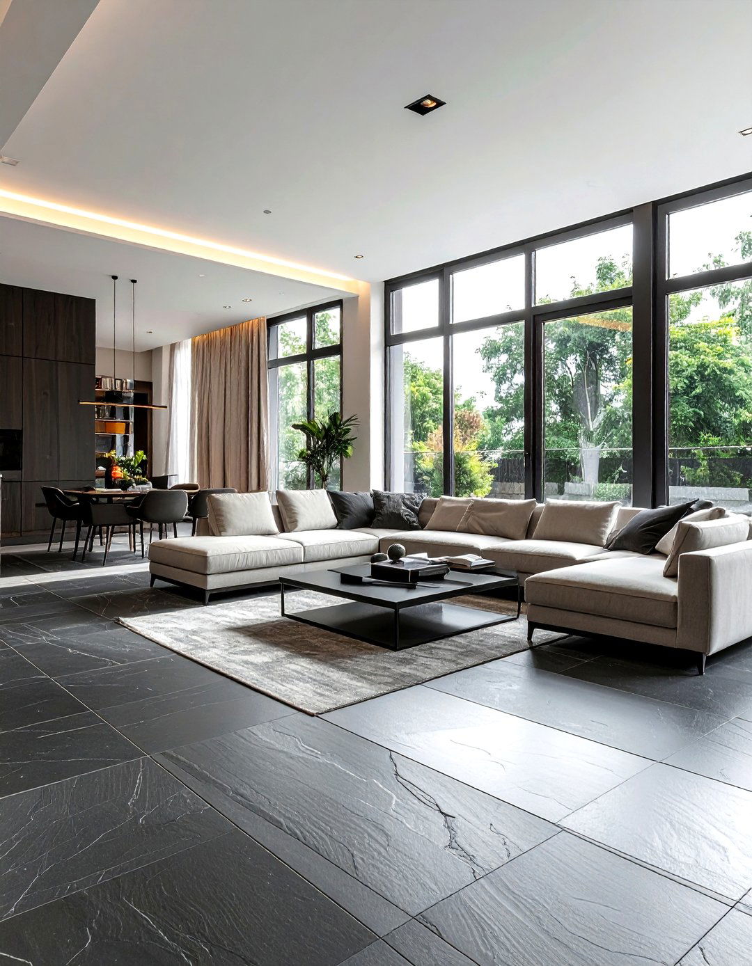 Modern slate tile - 30 living room tile designs