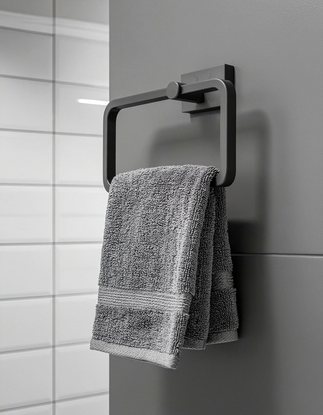 Modern square towel ring - 30 bathroom towel ring ideas