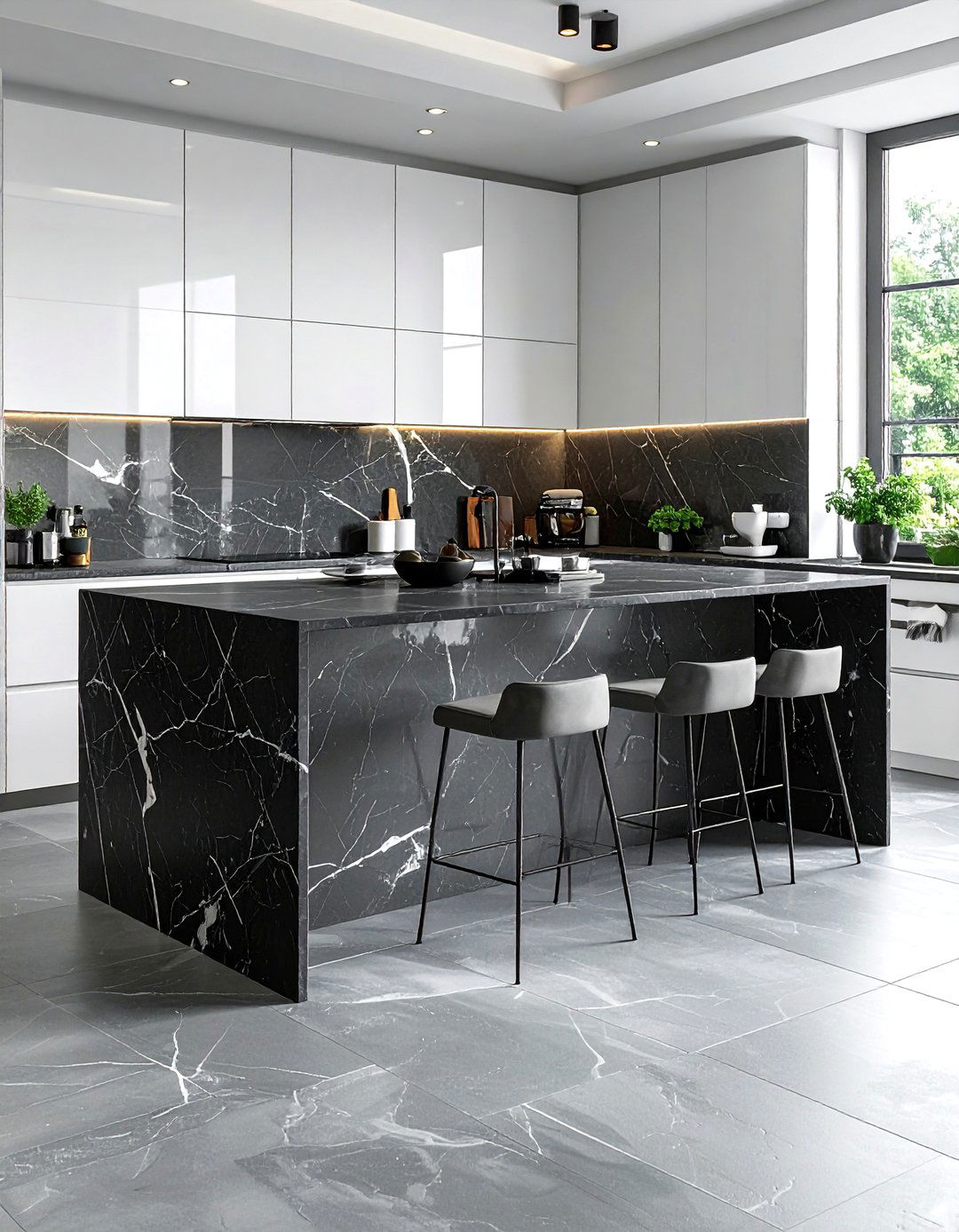 Modern stone kitchen - 30 natural stone floor kitchen ideas