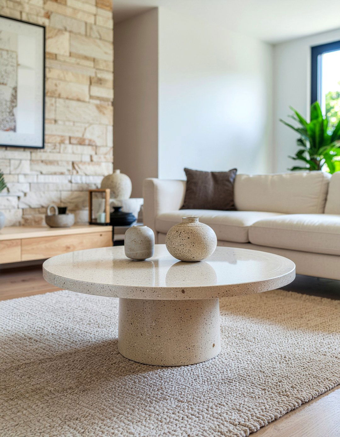 Modern stone round coffee table - 30 living room round coffee tables