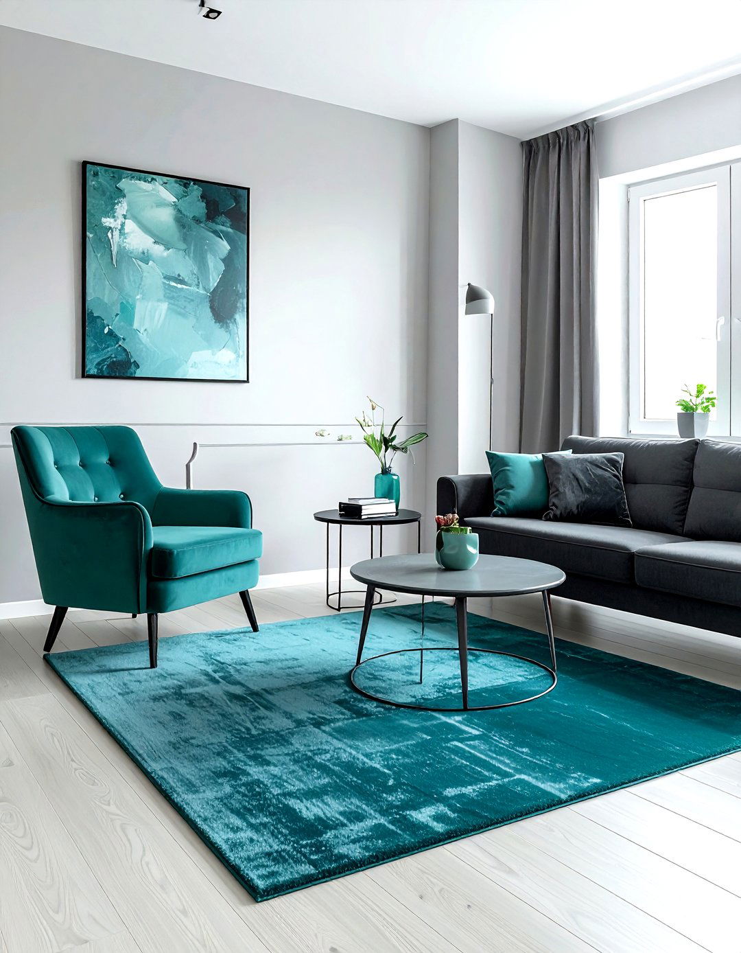 Modern teal living room - 30 minimalist blue living room ideas
