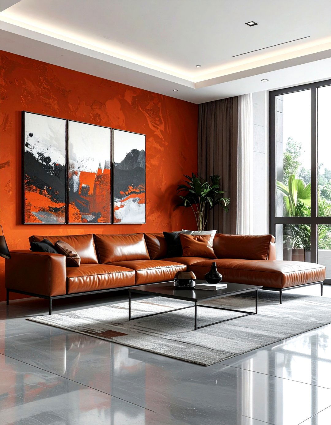 Modern terracotta living room - 30 living room terracotta walls