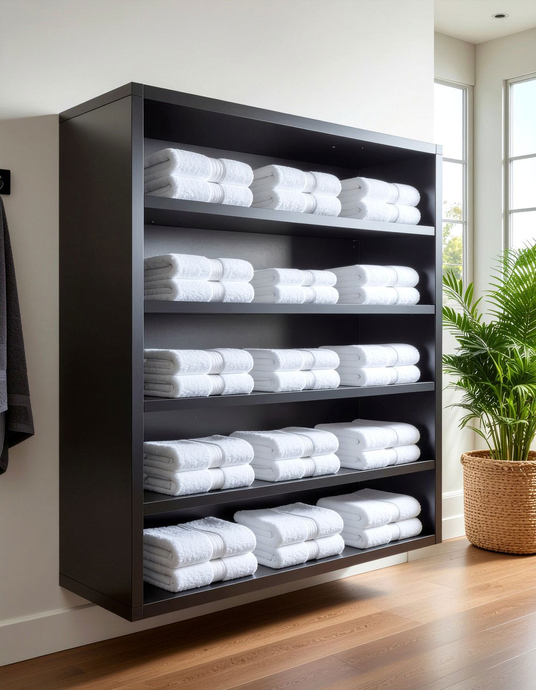 Modern towel cabinet - 30 bathroom towel ideas