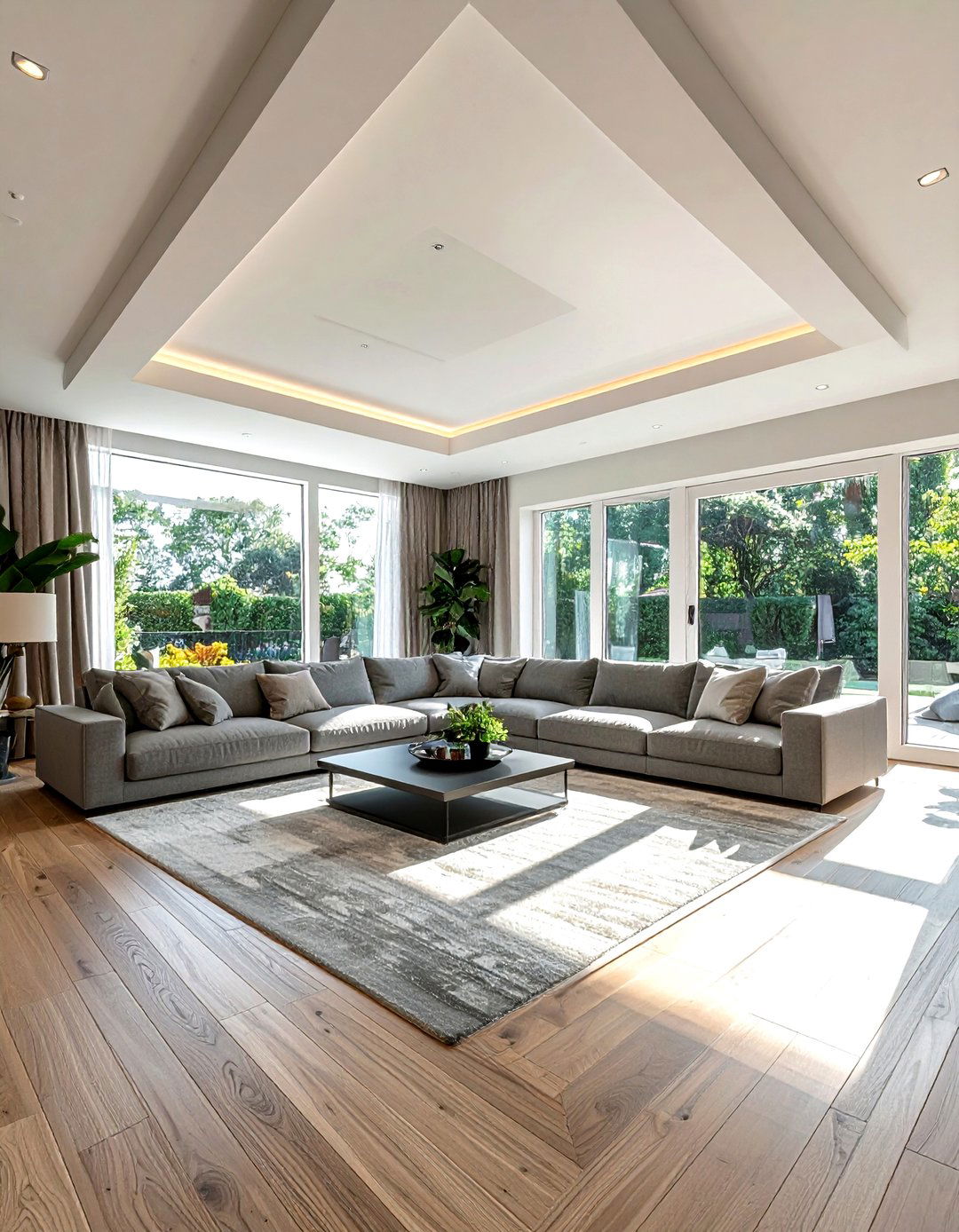 Modern tray ceiling - 30 living room smooth ceiling ideas