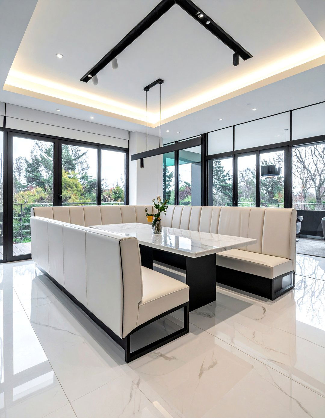 Modern u shaped breakfast nook - 30 U-shaped banquette dining ideas